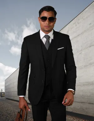 LAZARO BLACK SLIM FIT 3 PC SUIT