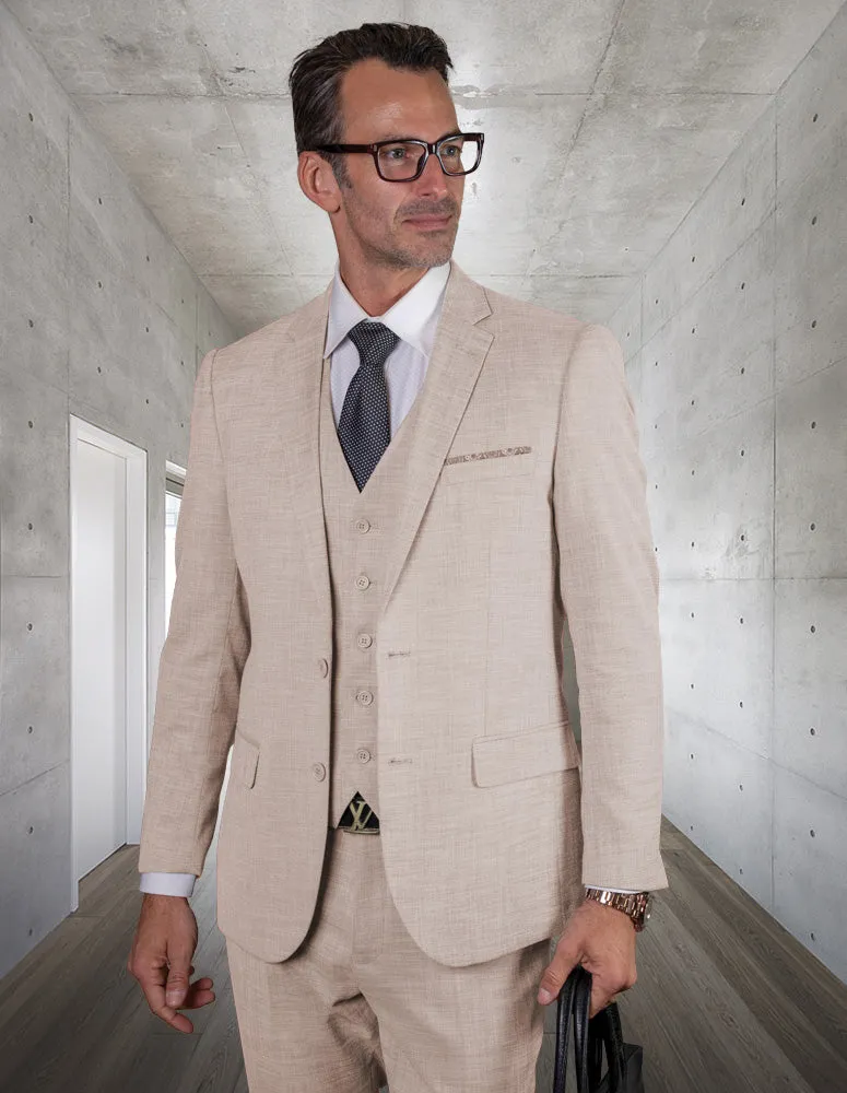 LAZARO TAN SLIM FIT 3 PC SUIT