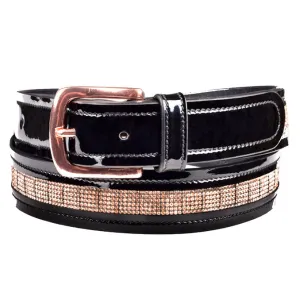 LEATHER BELT WITH ROSE GOLD BUCKLE