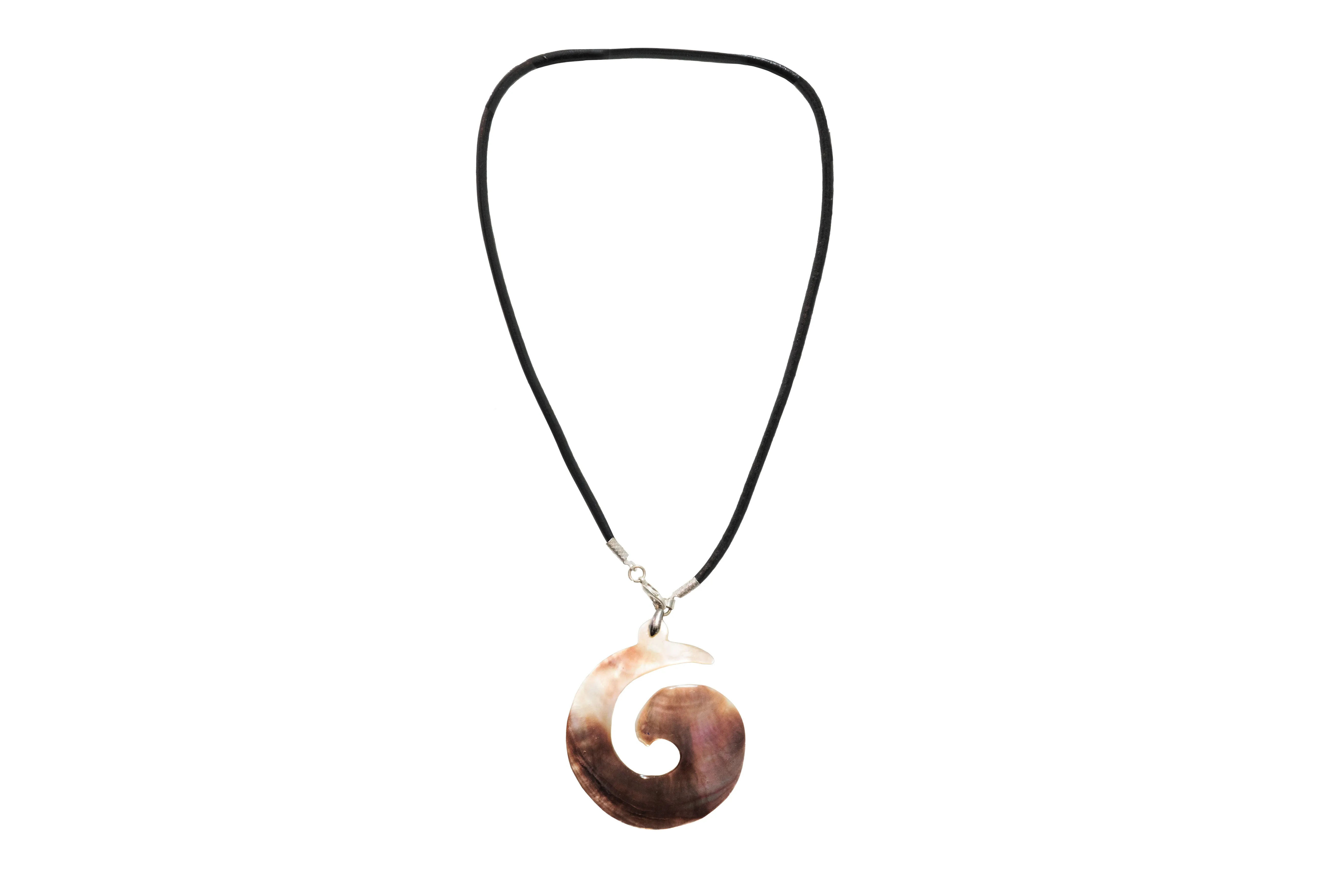 Leather Cord Necklace With Natural Shell Pendant