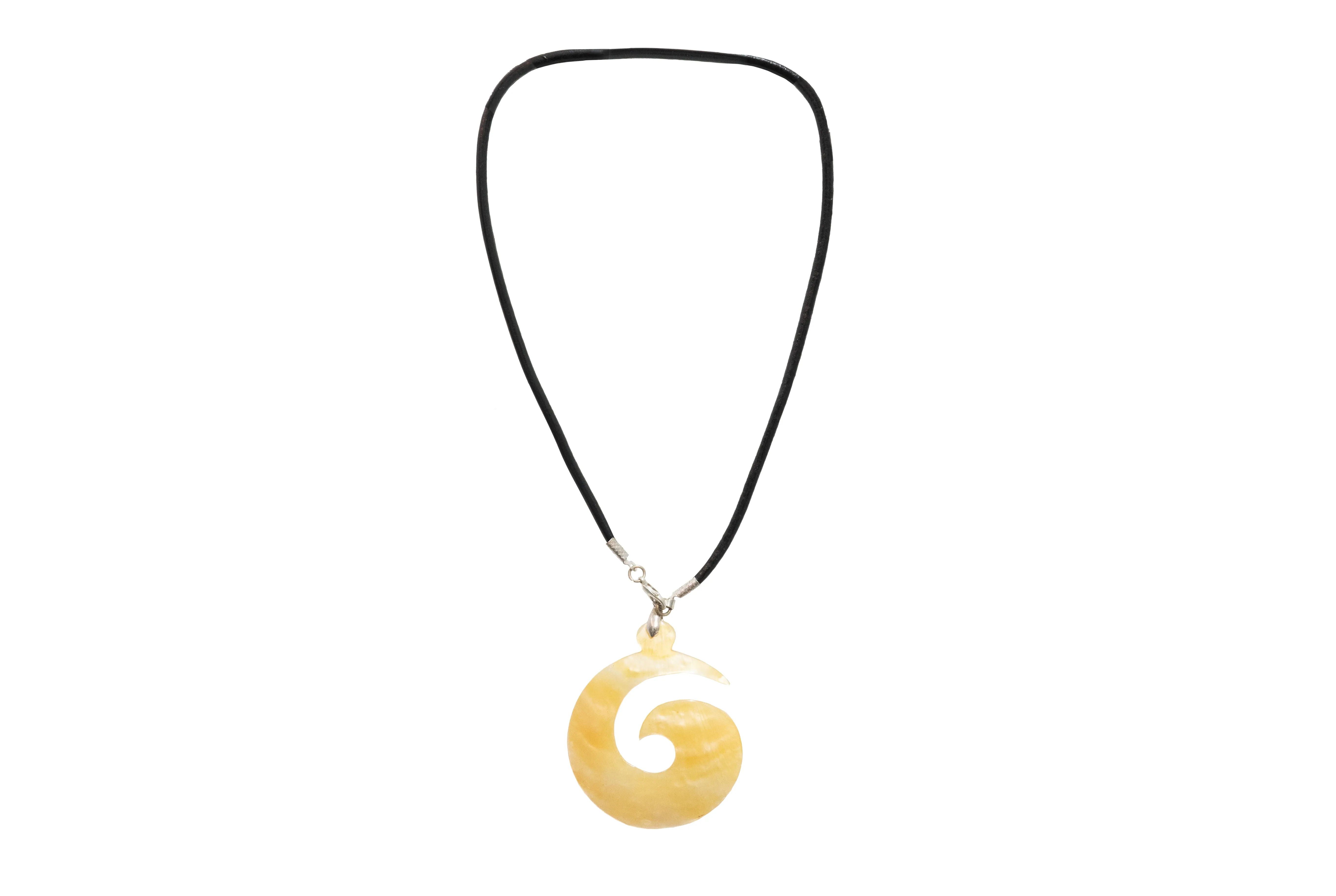 Leather Cord Necklace With Natural Shell Pendant
