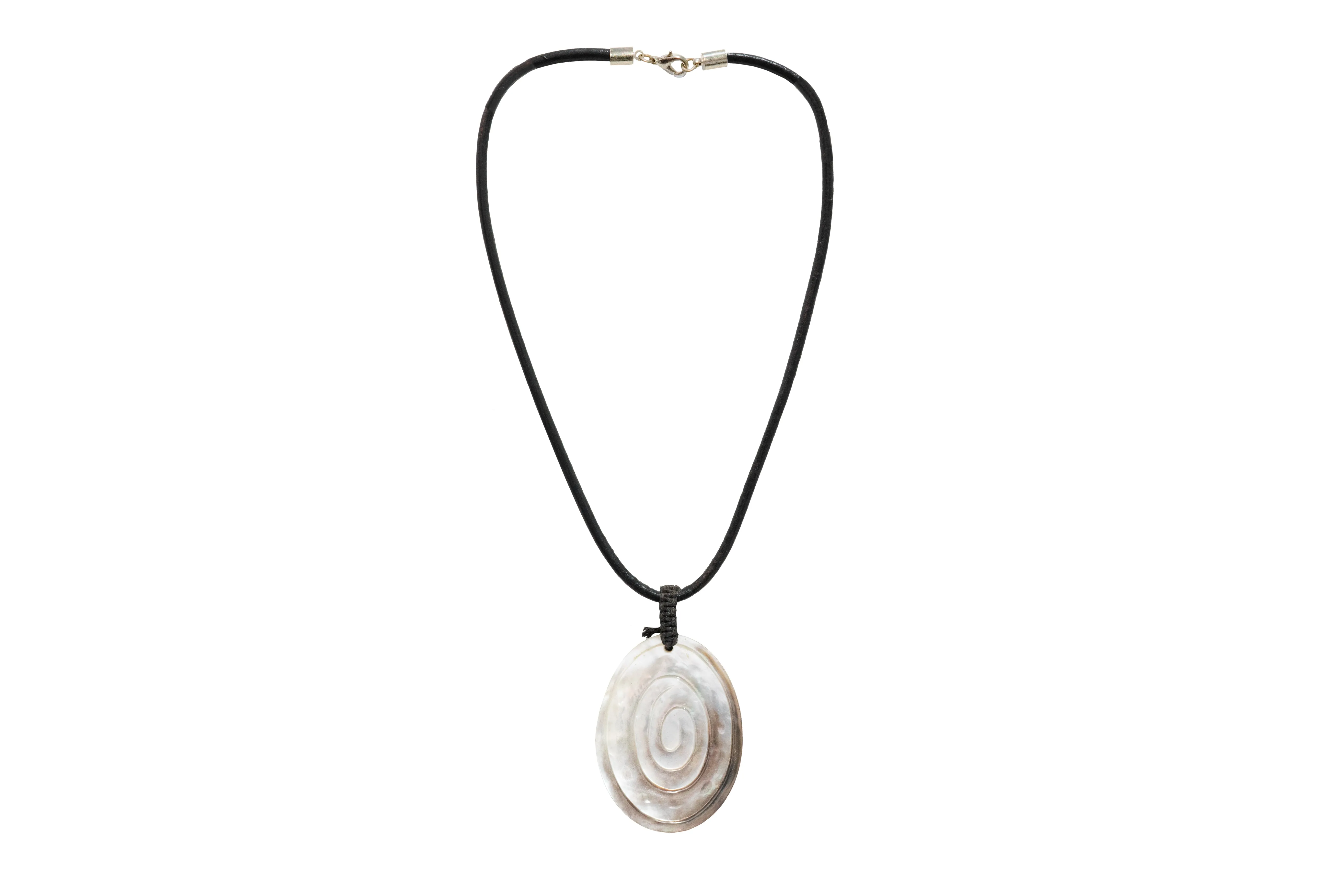 Leather Cord Necklace With Natural Shell Pendant