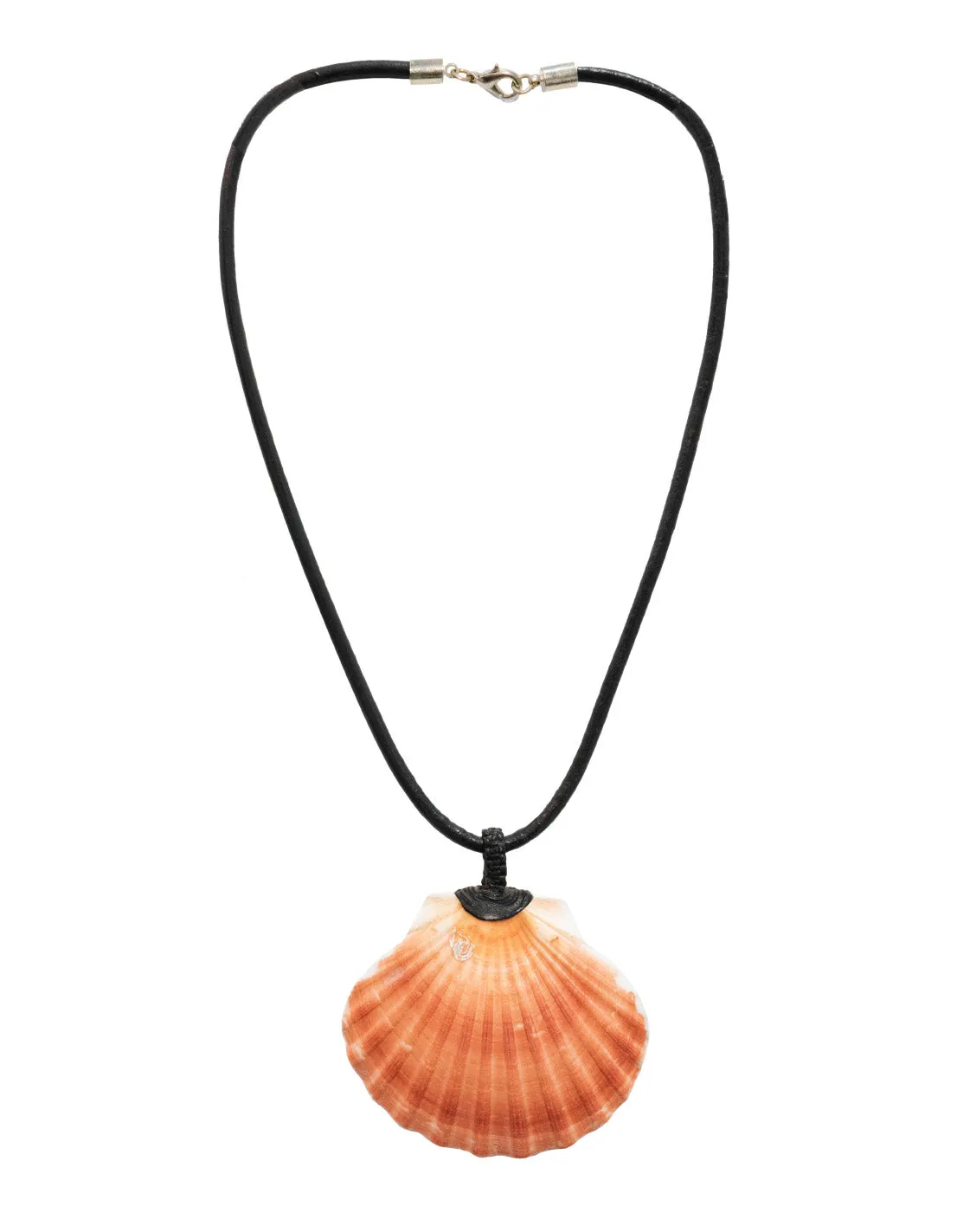 Leather Cord Necklace With Natural Shell Pendant