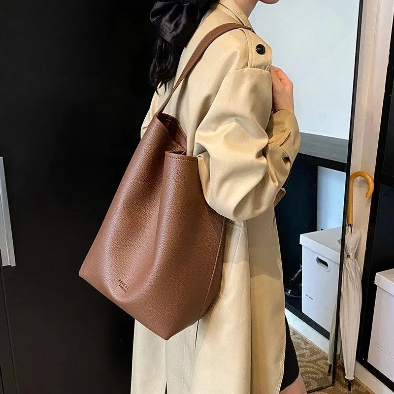 Leather Women Shoulder Bags Large 2 in 1 Removable Purse Snap Handbags Purses
