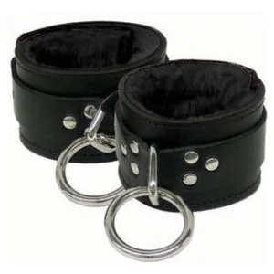 Leather Wrist Restraint With Fleece Lining