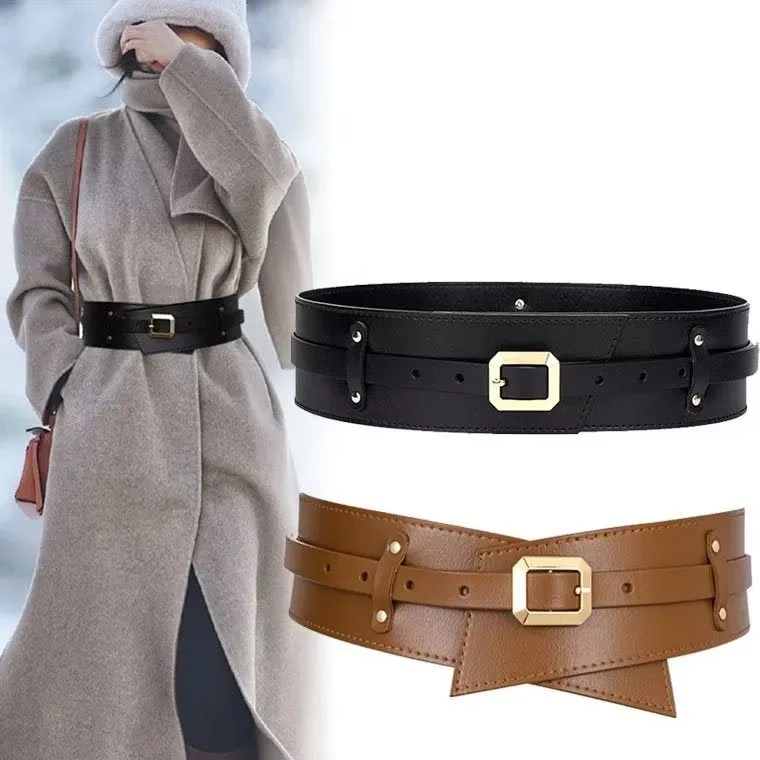 LeatherChic Elegant Genuine Leather Hanging-Buckle Belt