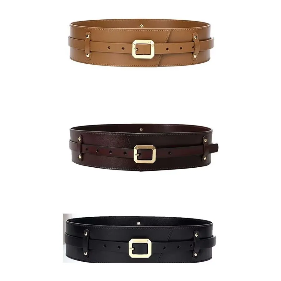 LeatherChic Elegant Genuine Leather Hanging-Buckle Belt