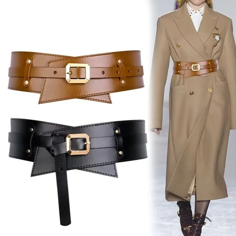 LeatherChic Elegant Genuine Leather Hanging-Buckle Belt