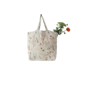 Leaves on Natural Large Linen Bag