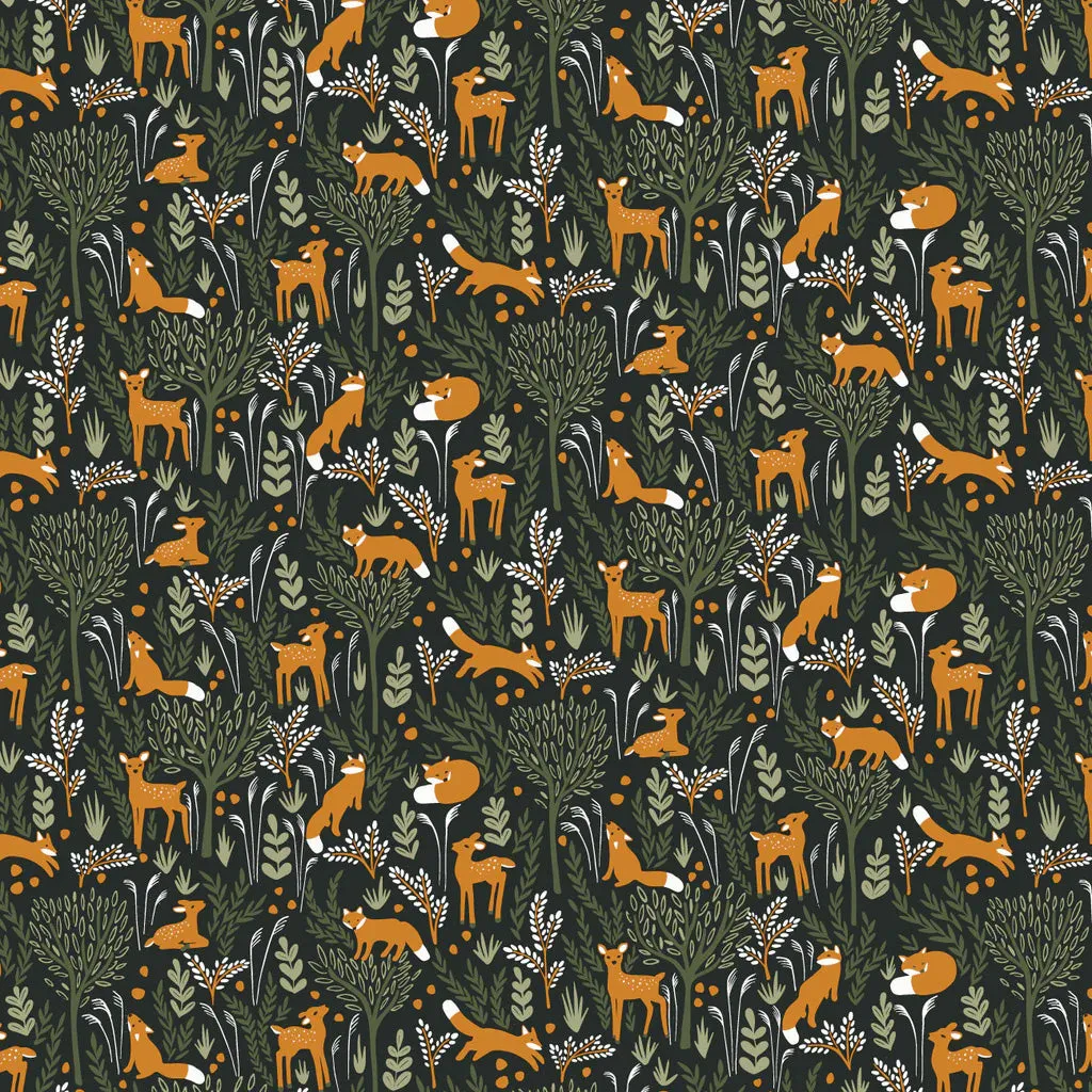 Leggings- dark green deer & foxes