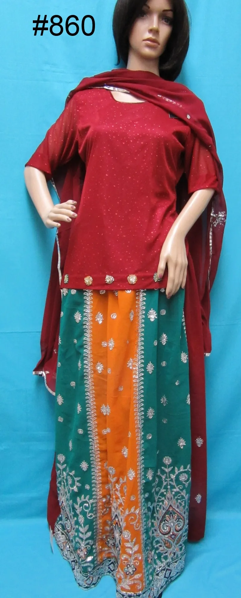 Lehenga 860 Evening Wear Indian Designer Lehenga Long Choli Dupatta