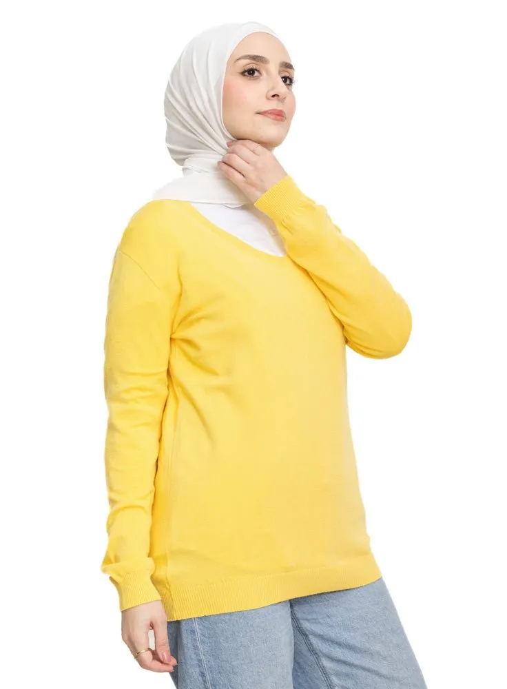 Lemon Verbana V-Neck Knit Pullover