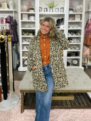Leopard Print Double Button Blazer