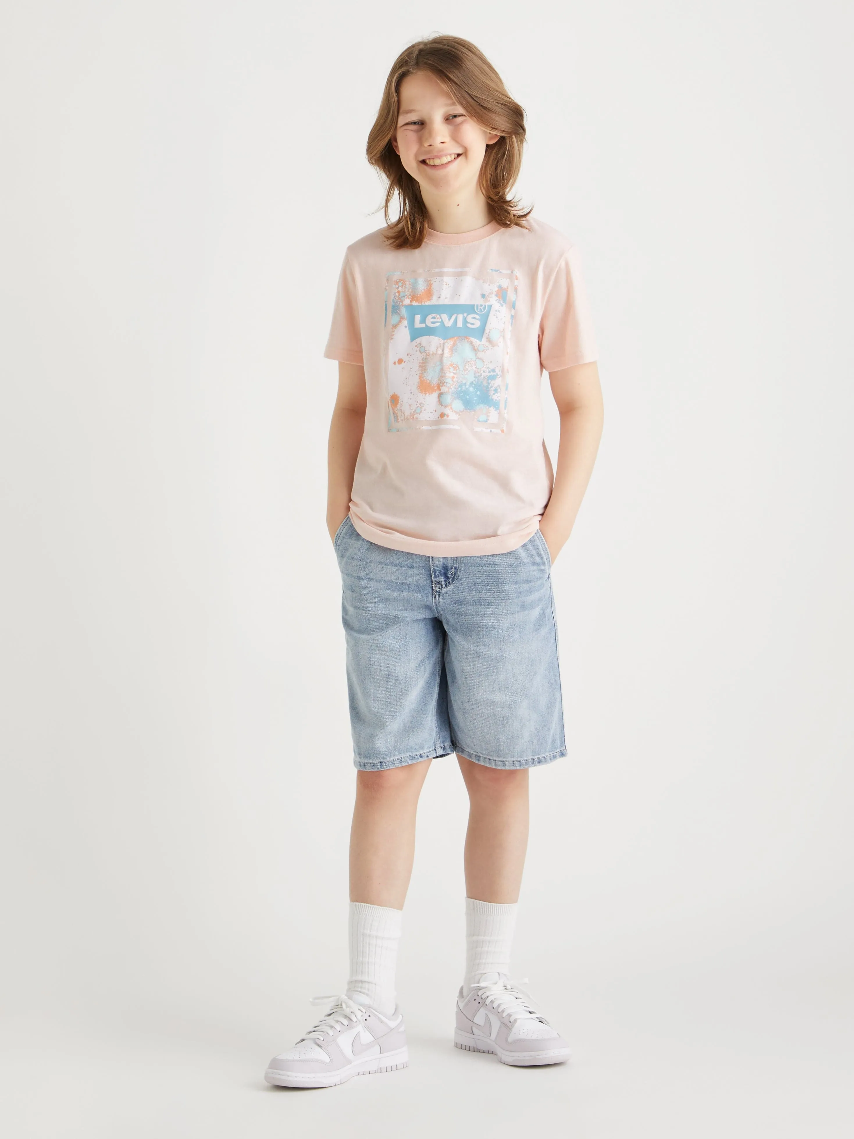 Levi's Boys Splatter Box Logo T-Shirt in Peach