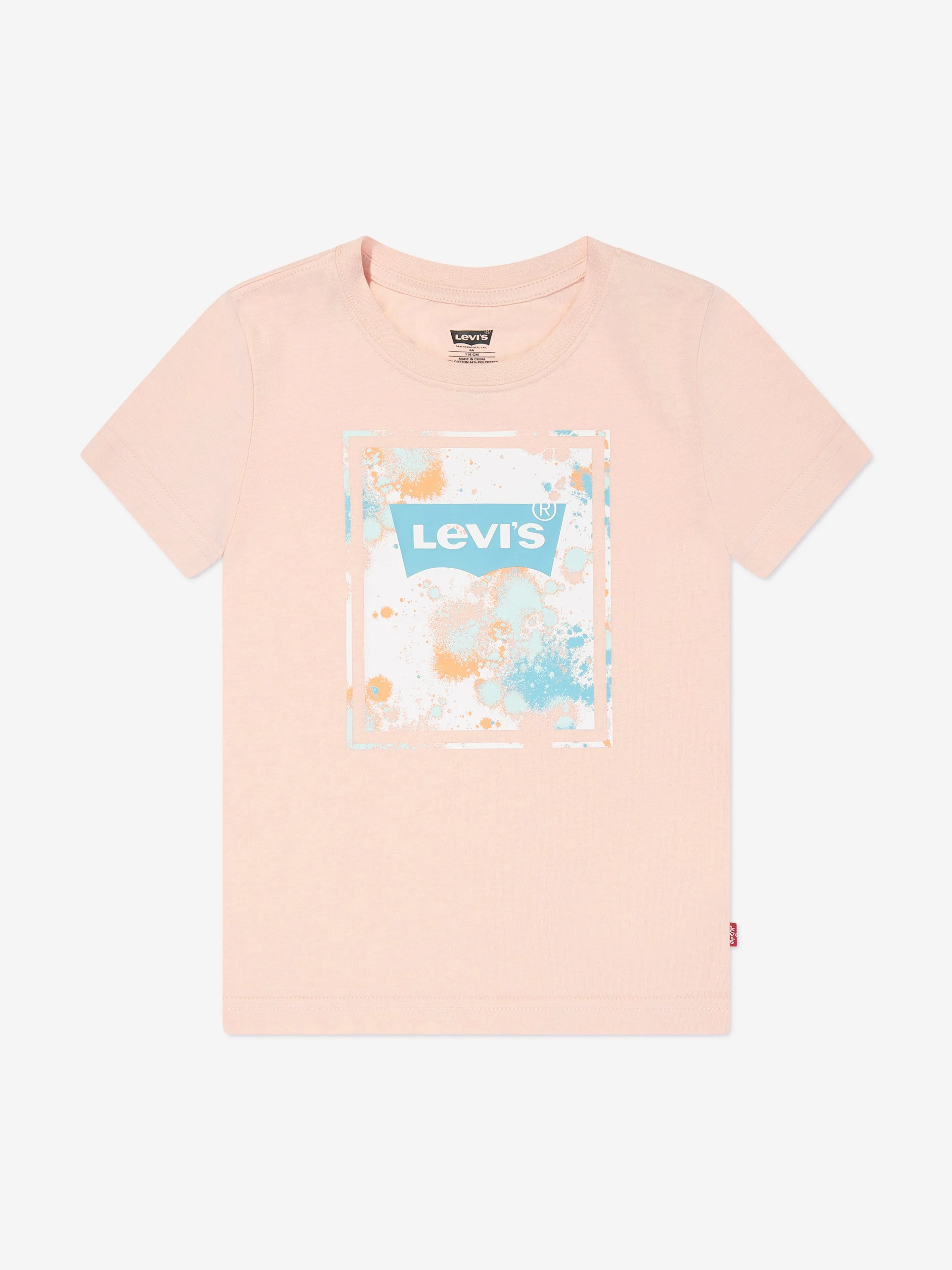 Levi's Boys Splatter Box Logo T-Shirt in Peach