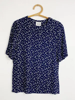 LF Navy Brush Stroke Rayon Top