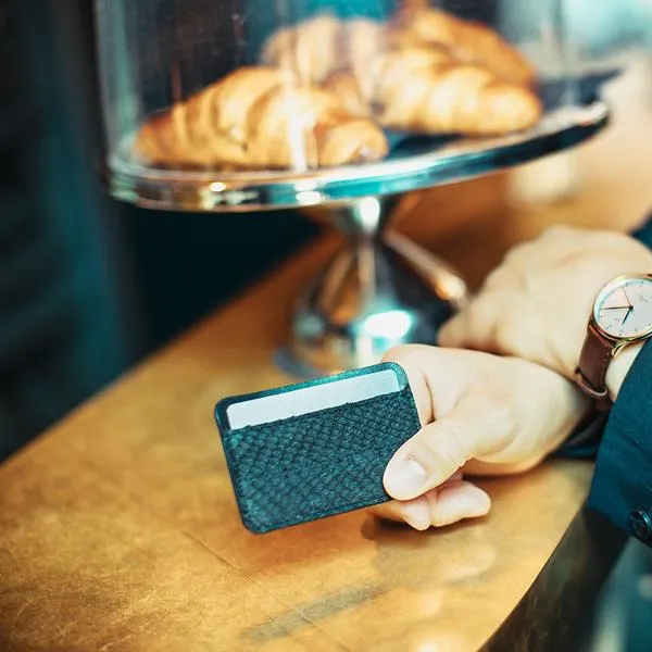 LIBERTY cardholder, salmon skin, black