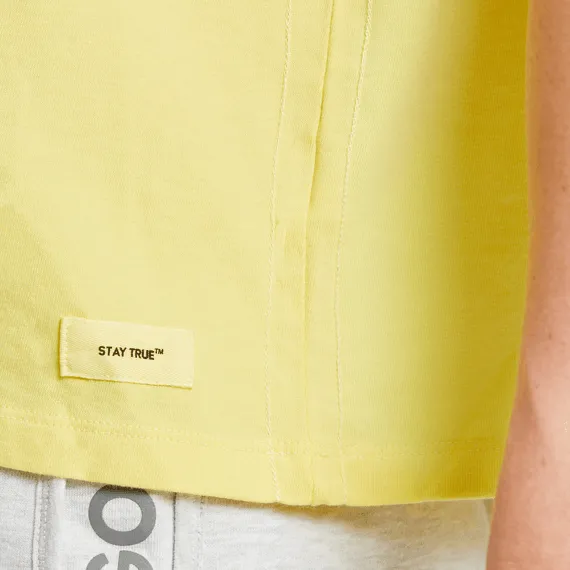 Life Is Good - Sea Stripe Lemon Yellow Women's Short Sleeve Boxy Tee