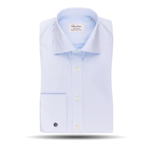 Light Blue Fitted Body Double Cuff Shirt