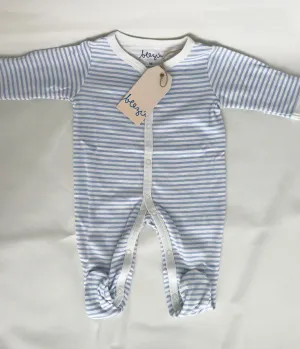 Light Blue Stripes Front Snap Footies