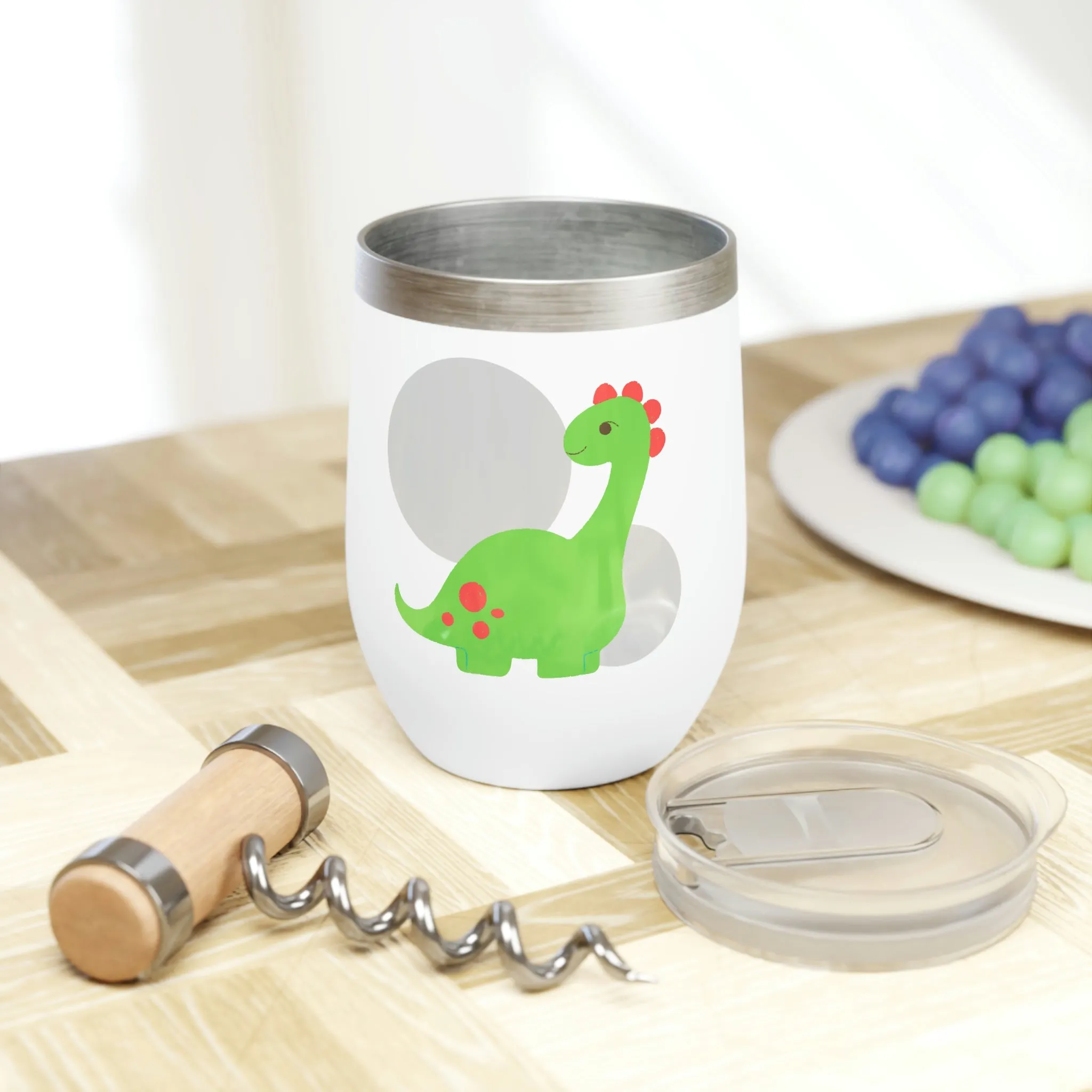 Light Green Long Neck Dinosaur Chill Wine Tumbler