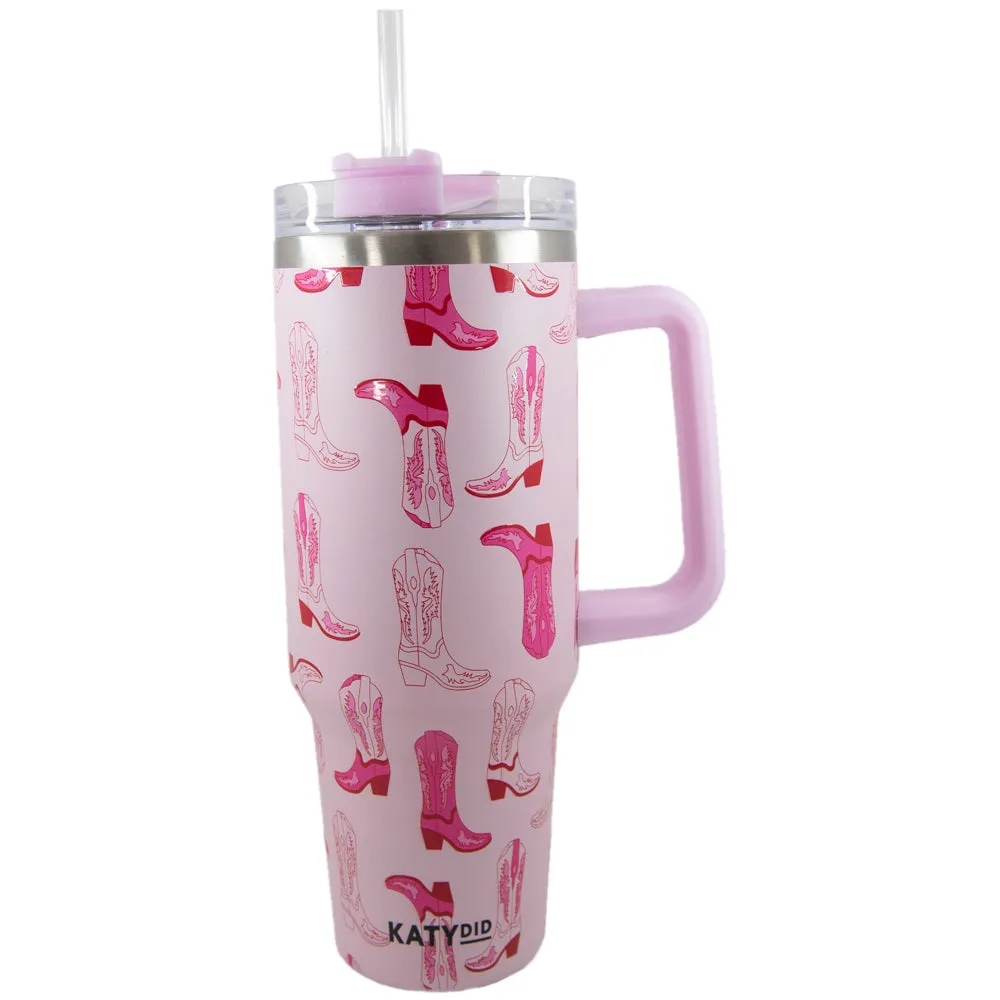 Light Pink Western Boots Wholesale Tumbler Cup w/ Handle