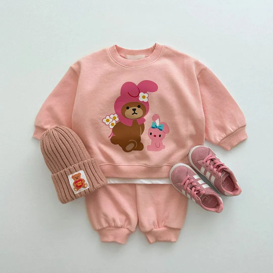 Lightweight Cartoon Print Casual Jogger Set