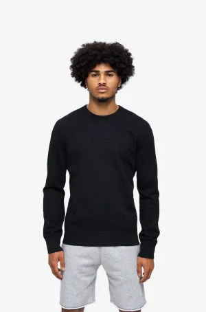 Lightweight Terry Embroidered Crewneck - Black