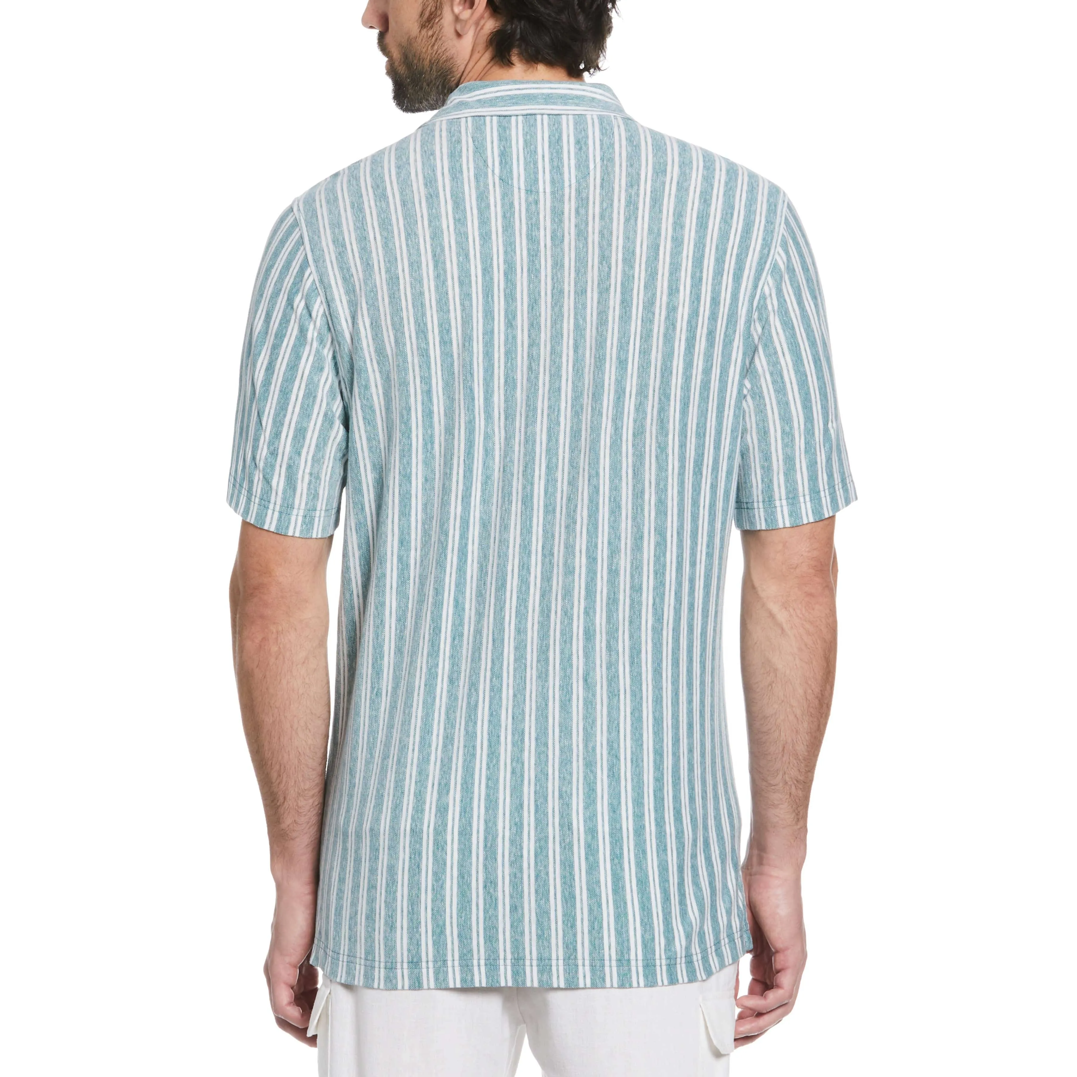 Linen Blend Striped Pique Shirt