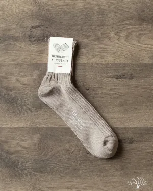 Linen Ribbed Sock - Beige