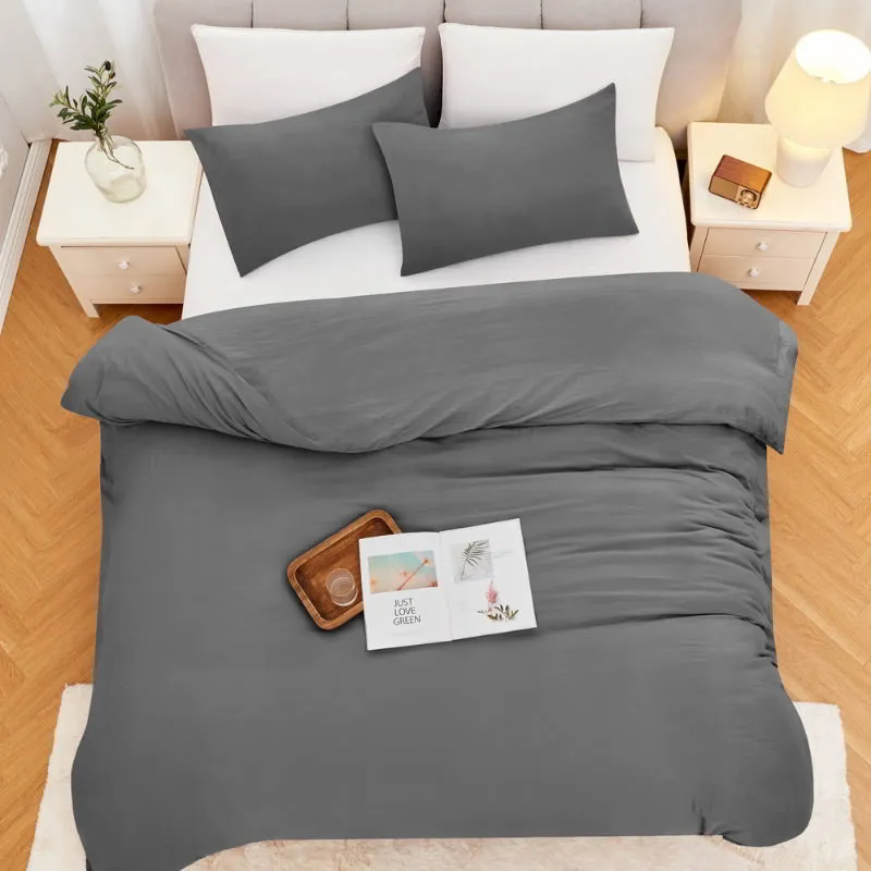 Linenova Pre-Washed Charcoal Quilt Cover Set
