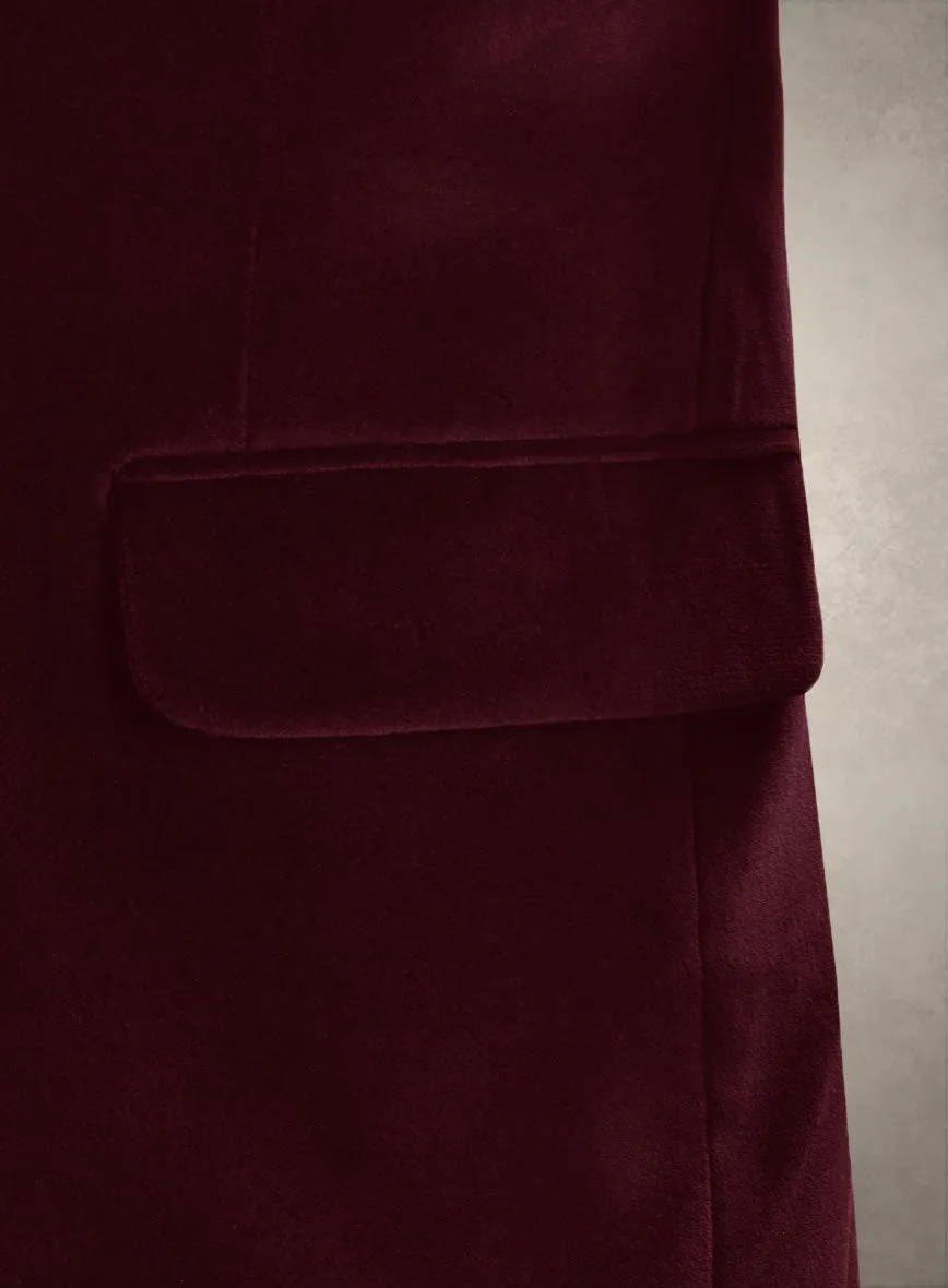 Lion Embroidery Wine Velvet Blazer