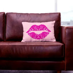 Lips kiss pink cushion covers