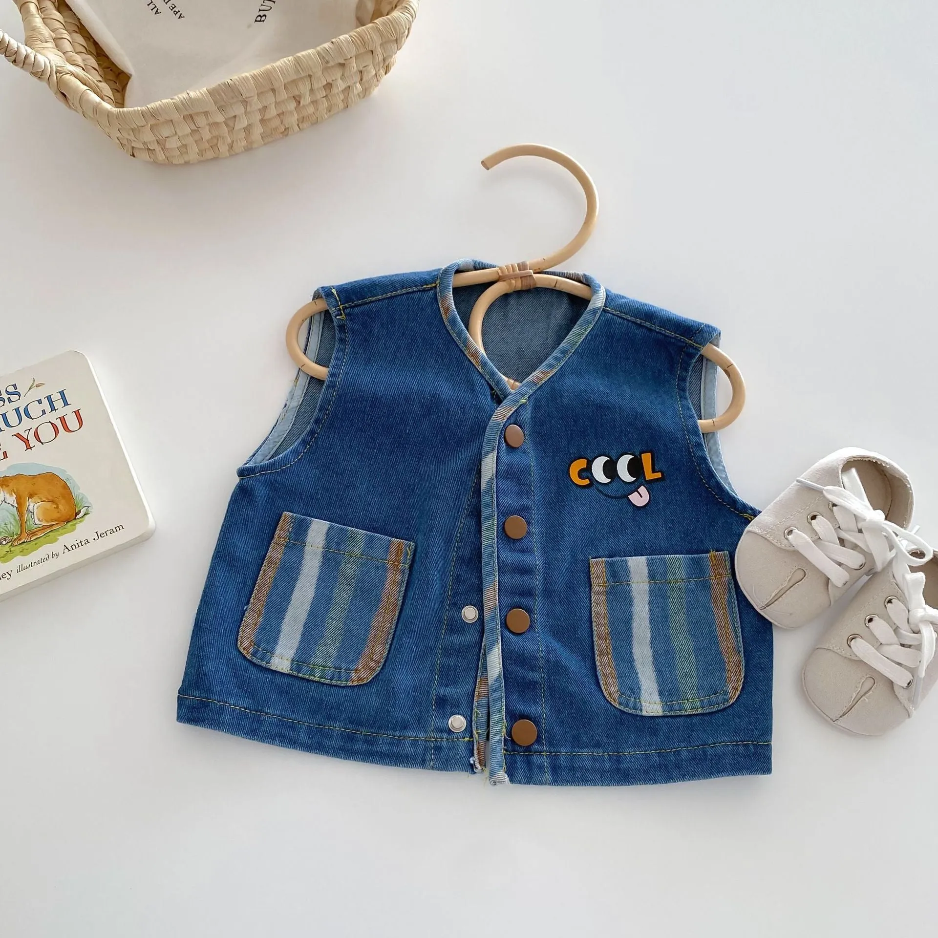 Little Boys Denim Vest Jacket Waistcoat Top