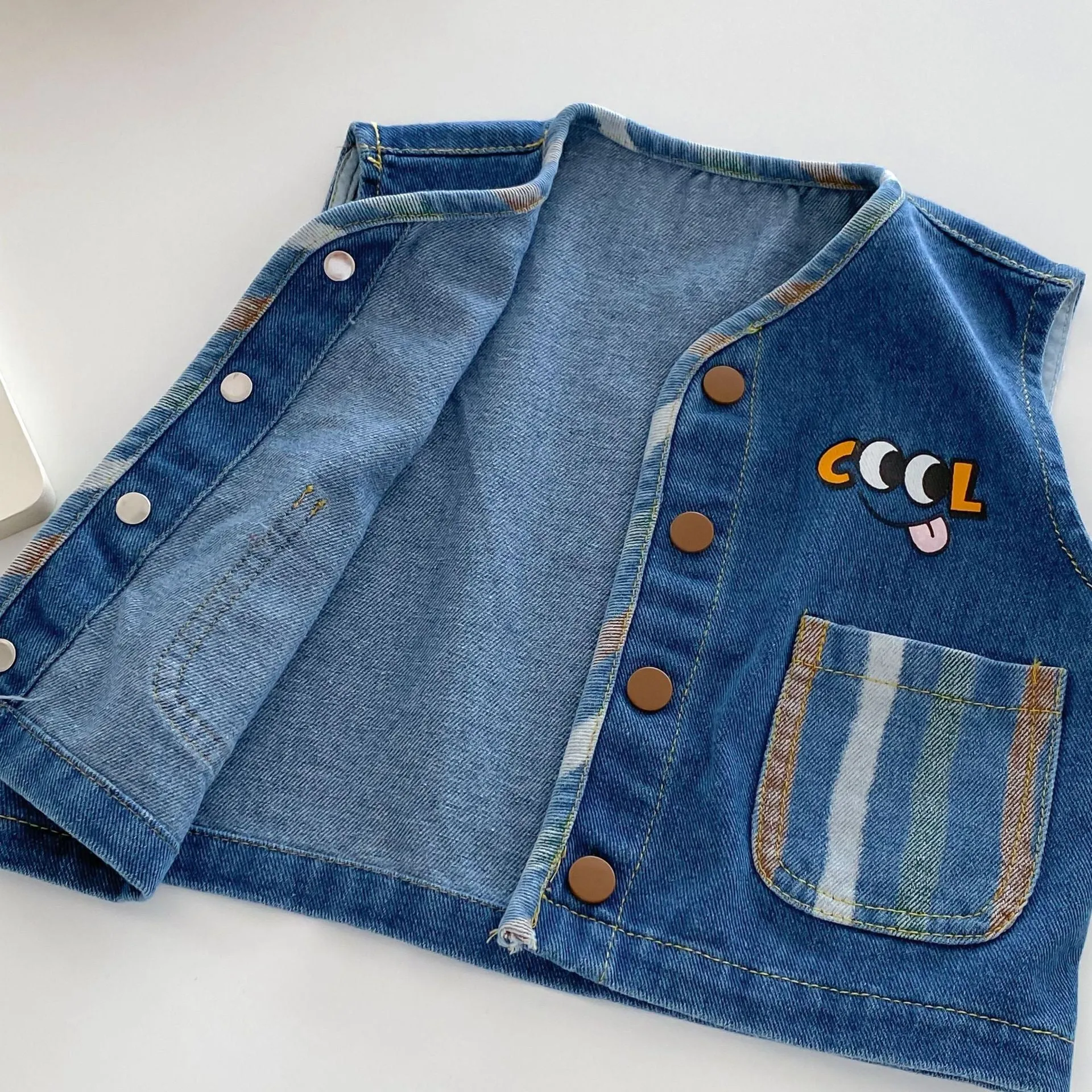 Little Boys Denim Vest Jacket Waistcoat Top