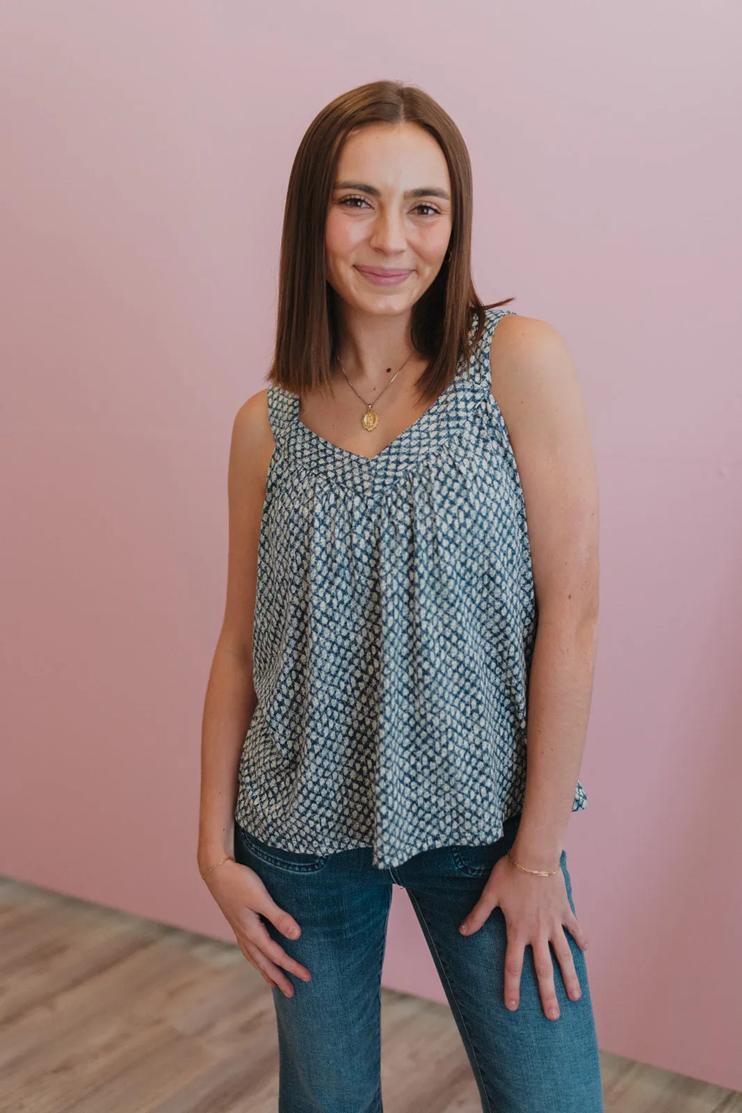 Liverpool Navy Textured Tank Top