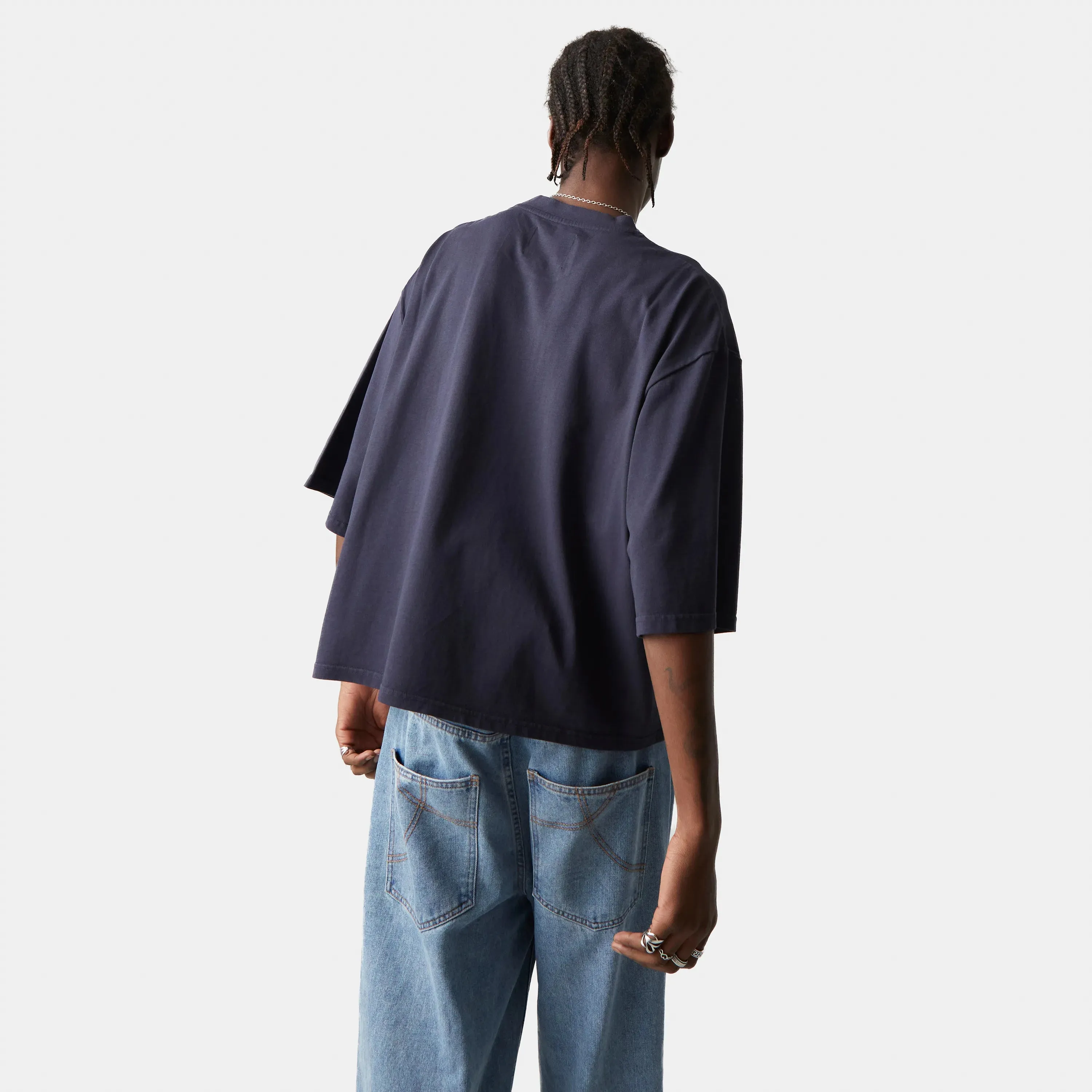 Logo Navy Cropped Boxy Tee
