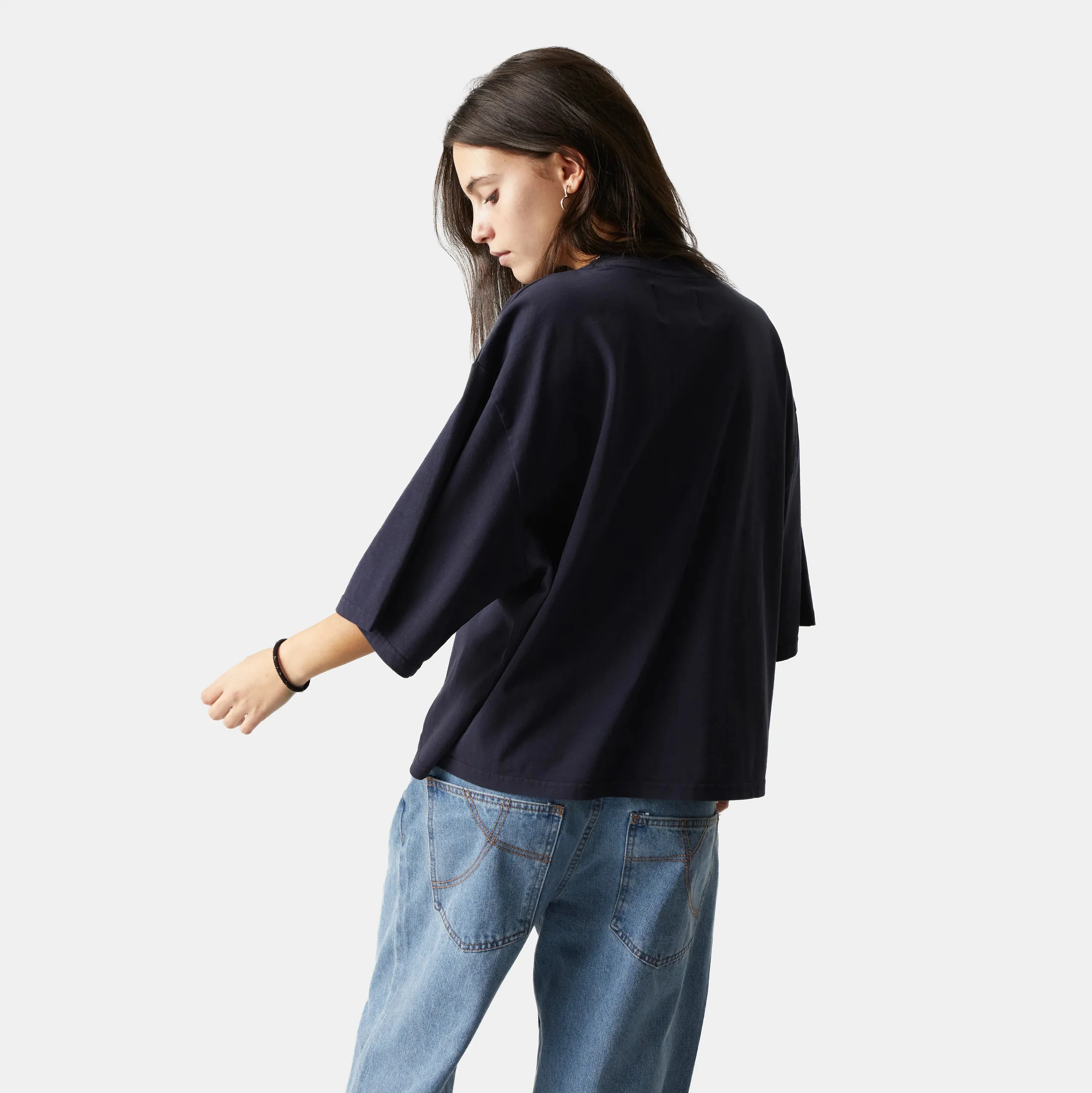 Logo Navy Cropped Boxy Tee