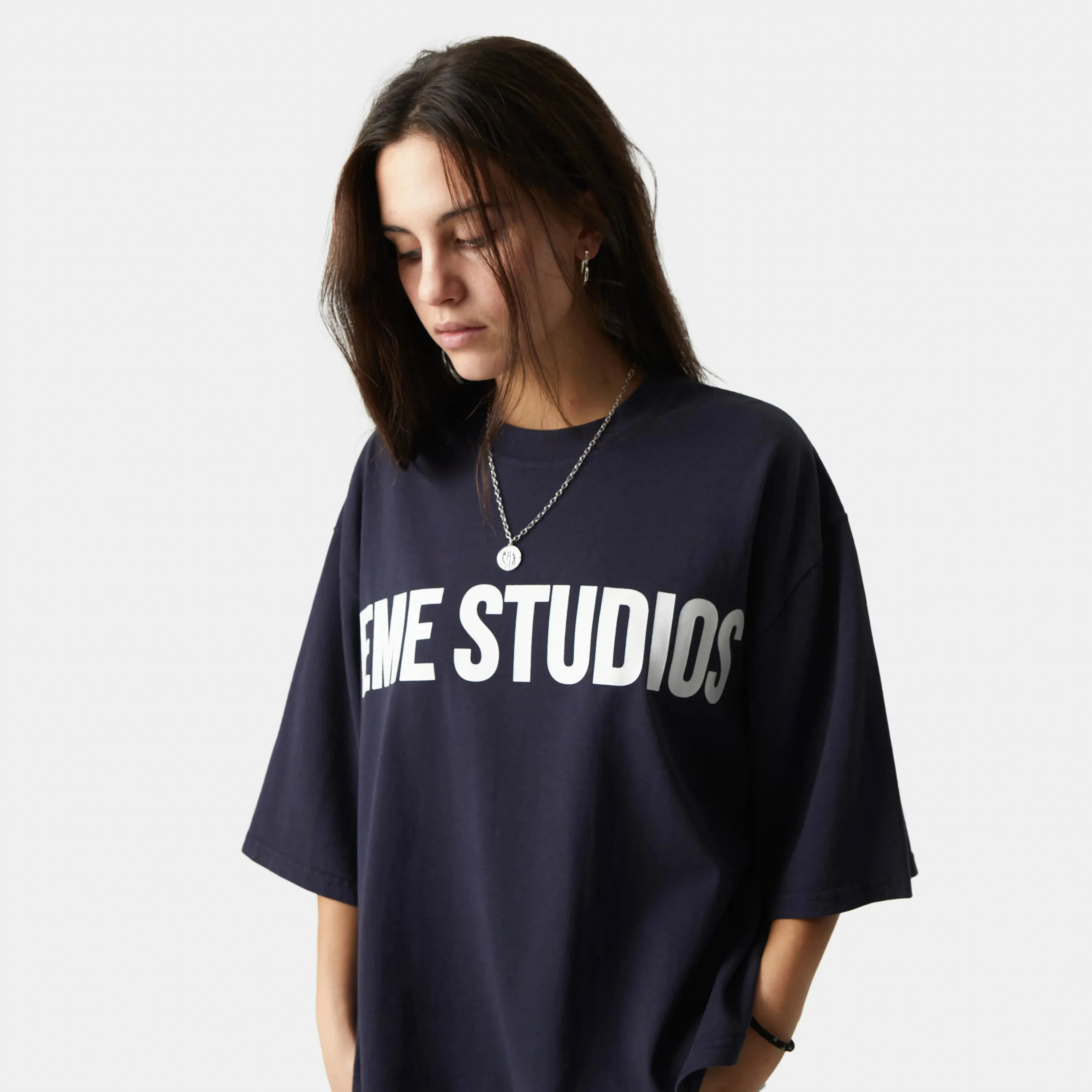Logo Navy Cropped Boxy Tee