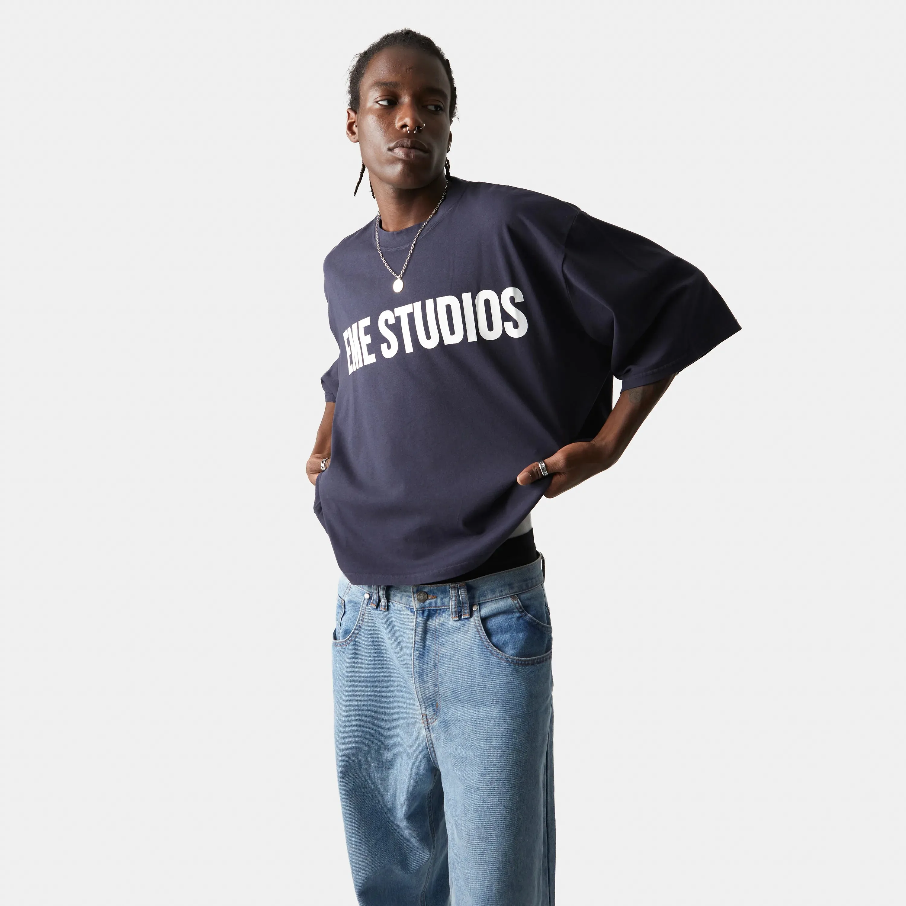 Logo Navy Cropped Boxy Tee