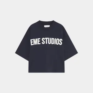 Logo Navy Cropped Boxy Tee