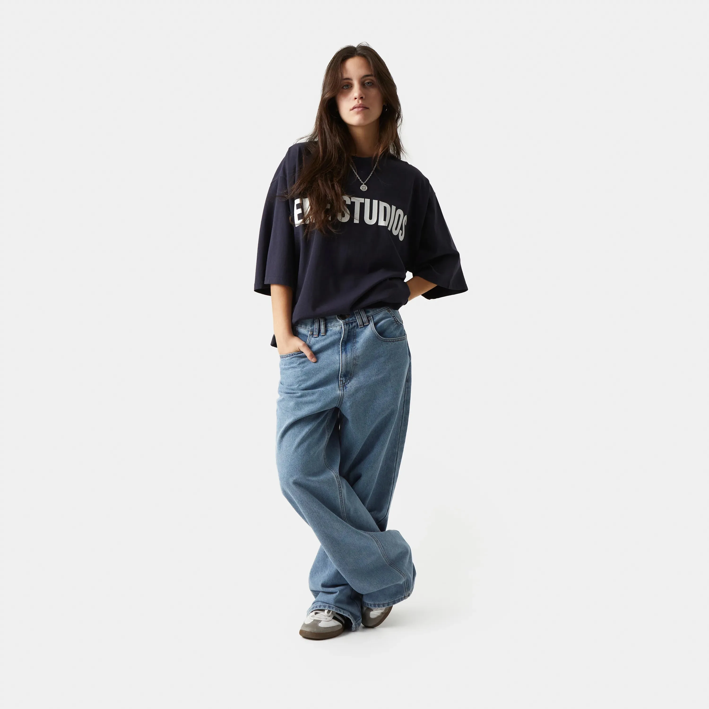 Logo Navy Cropped Boxy Tee