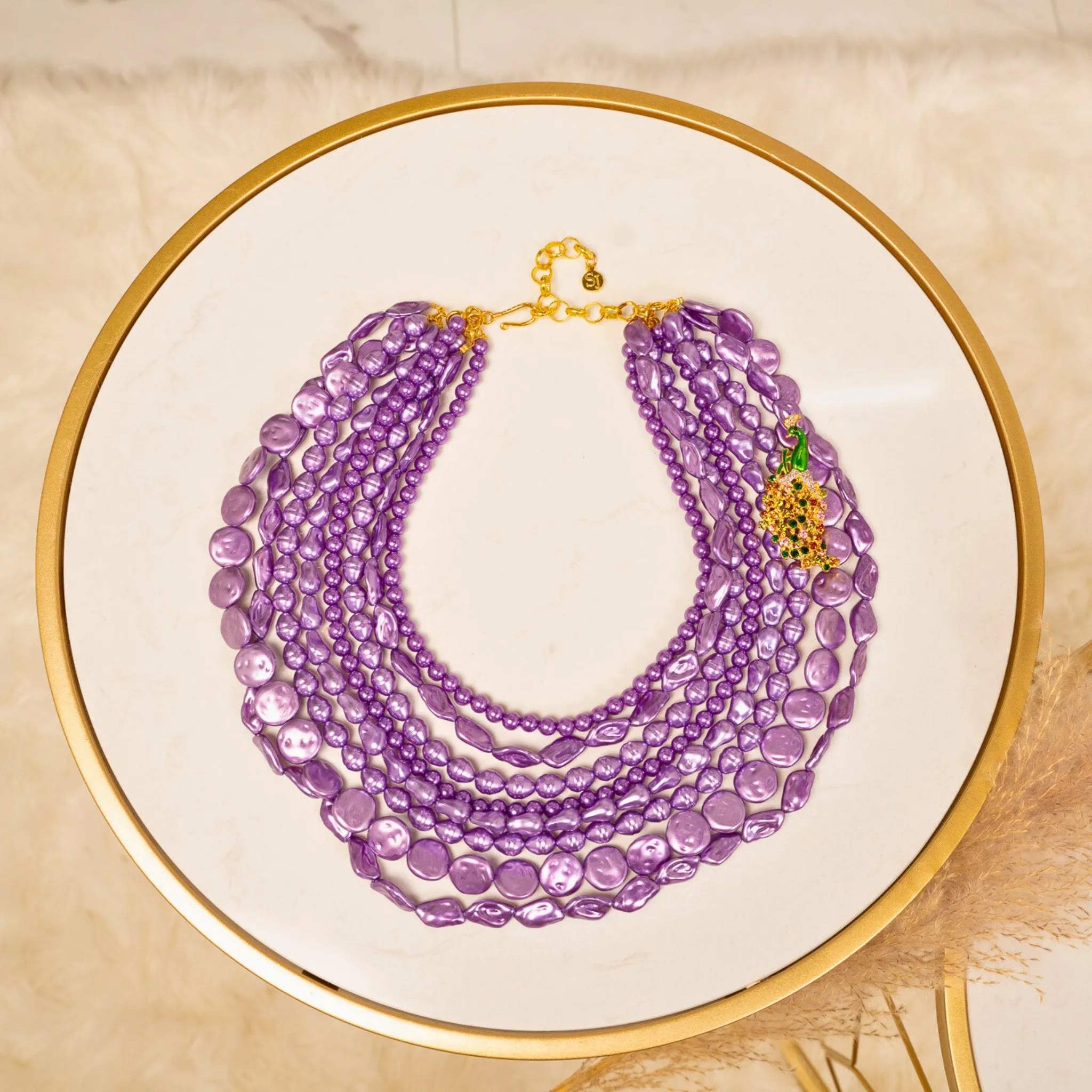 Lola Beaded Chain - Peacock Purple