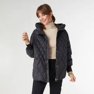 Londyn Relaxed Down Quilted Jacket in Black