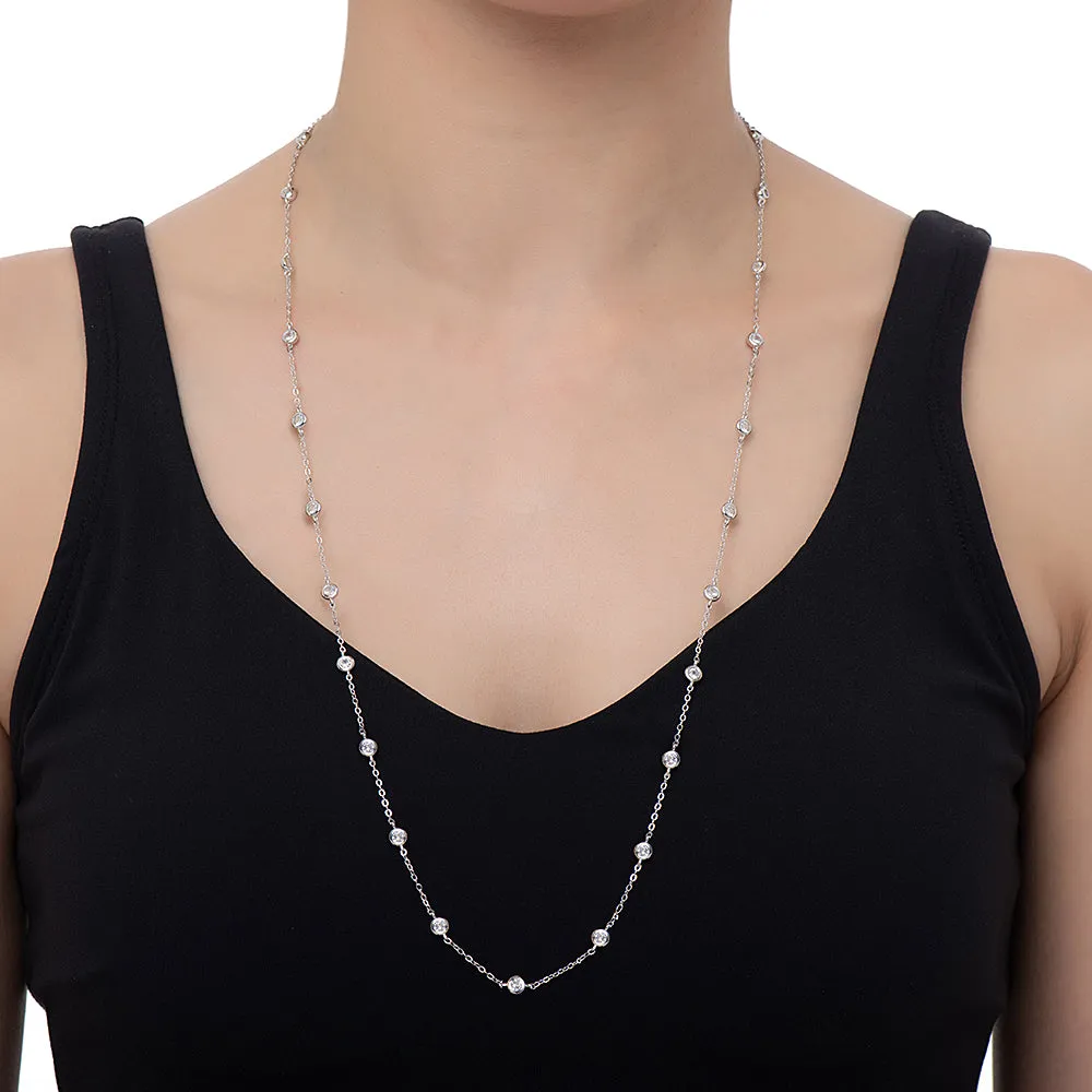 Long CZ Beads Necklace