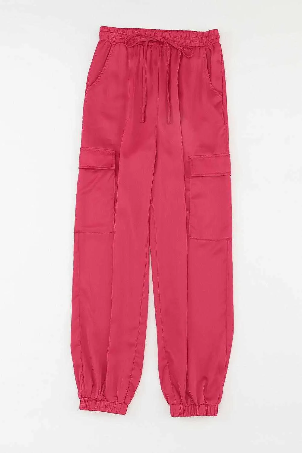 Long Tie Waist Pocketed Pants
