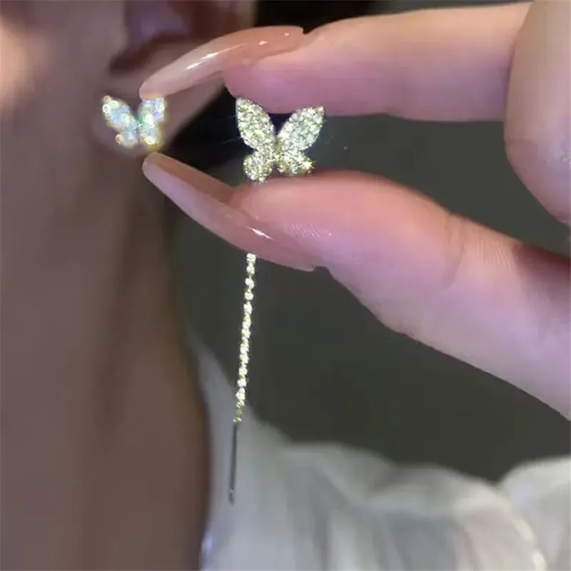 Long Wire Tassel women's Straight Hanging Earrings Jewelry*