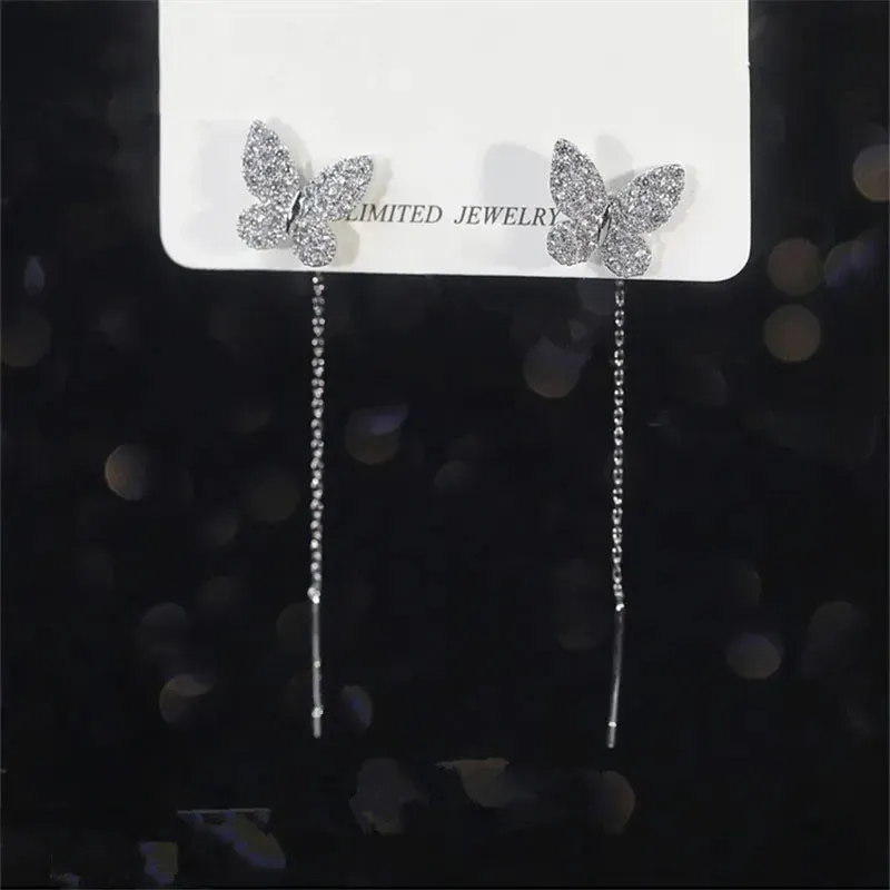 Long Wire Tassel women's Straight Hanging Earrings Jewelry*