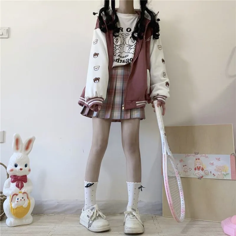 Loose Fit Thickened Hooded Varsity Jacket