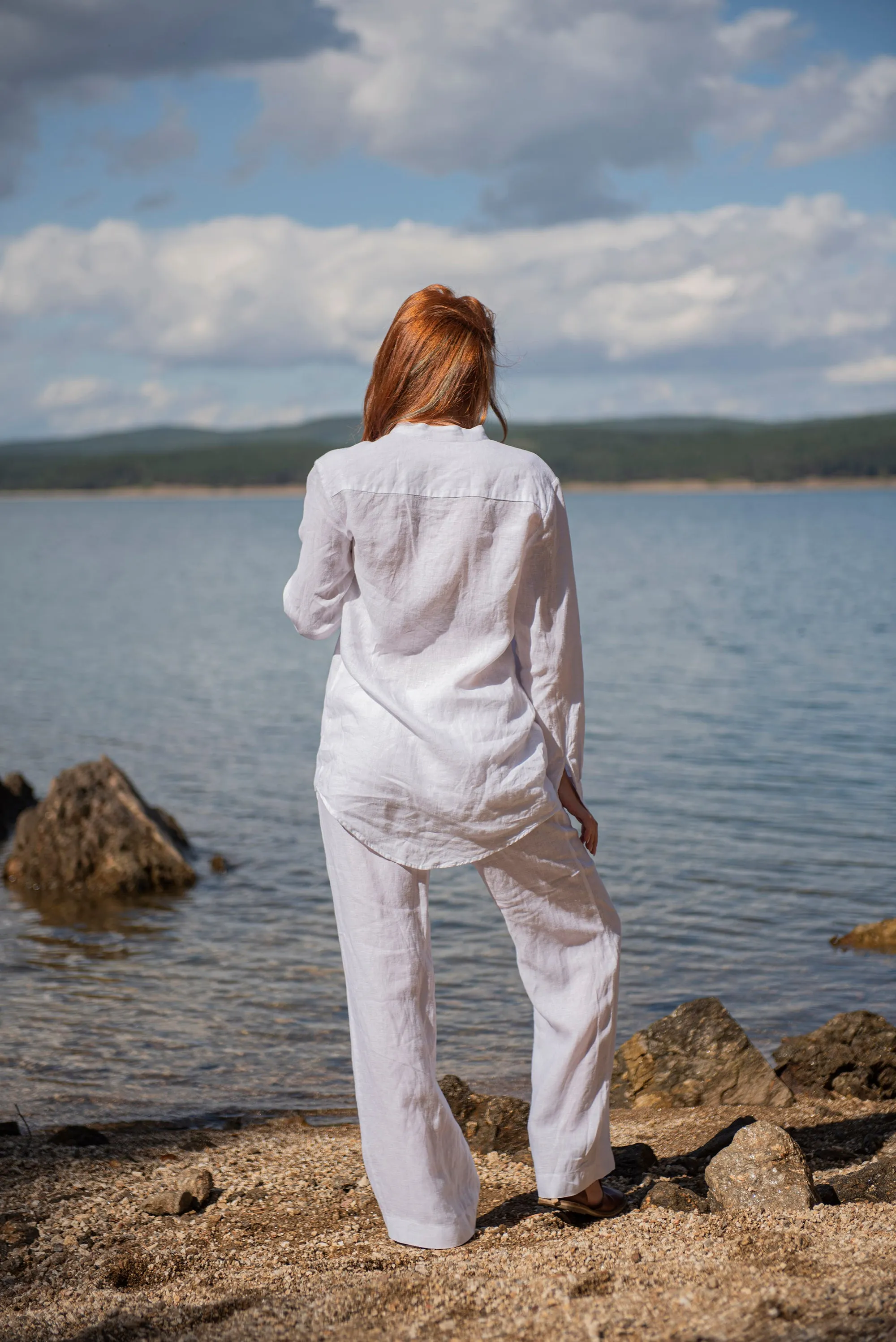 Loose Linen Shirt in White